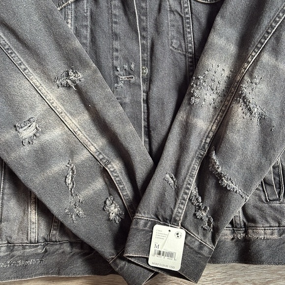 NWT Free People We The Free Jolene Trucker Jacket Black Medium - Picture 7 of 12
